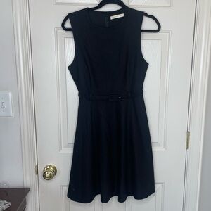 Vintage Susan Monaco Wool Black Sleeveless Fit & Flare Belted Dress | 4